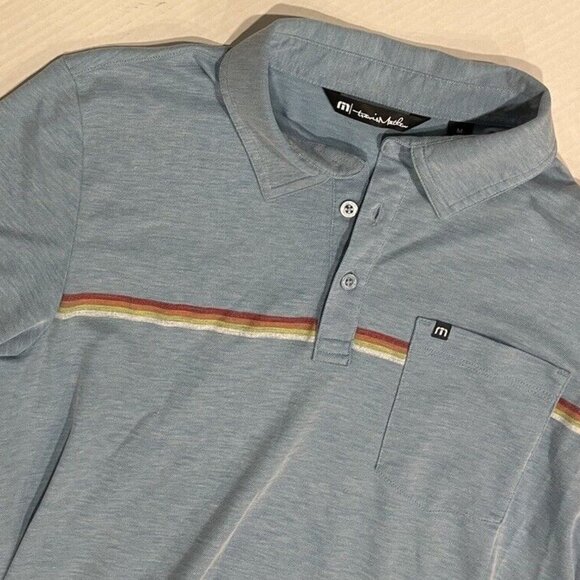 Travis Mathew Men's Medium‎ Blue Pima Cotton/Polyester Short Sleeve Golf Polo - Picture 1 of 7